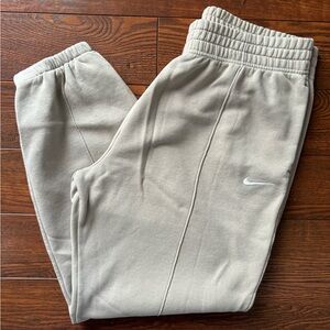 Nike Women's Light Beige/Tan Jogger Sweatpants with White Swoosh